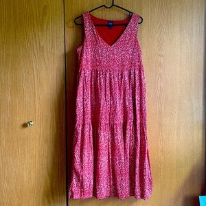 GAP Red V-Necked Midi Dress with White Speckles
